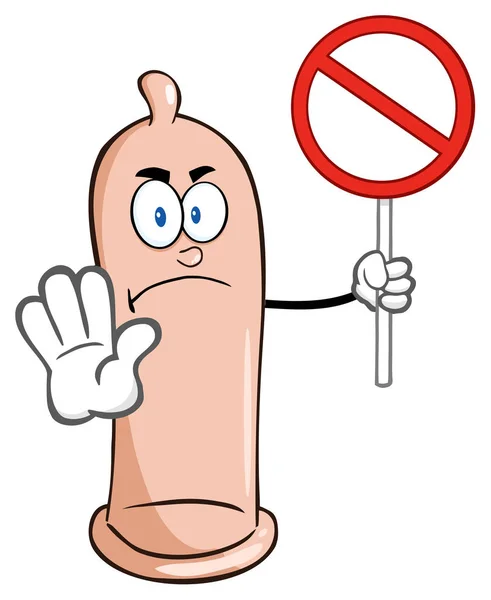 Angry Condom Cartoon Mascot Character — Stock Vector
