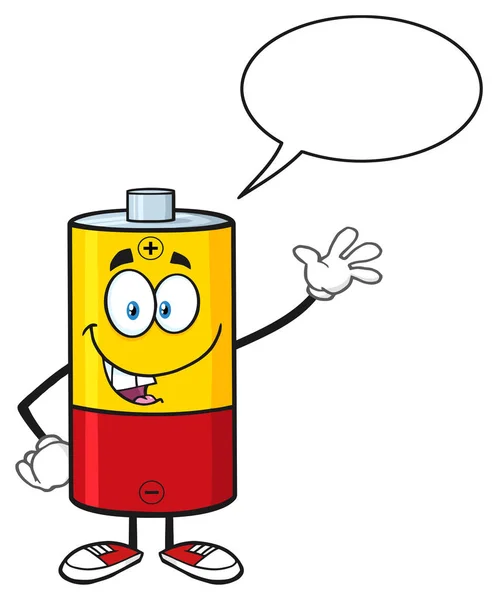 Personaje de mascota de dibujos animados de batería feliz — Vector de stock