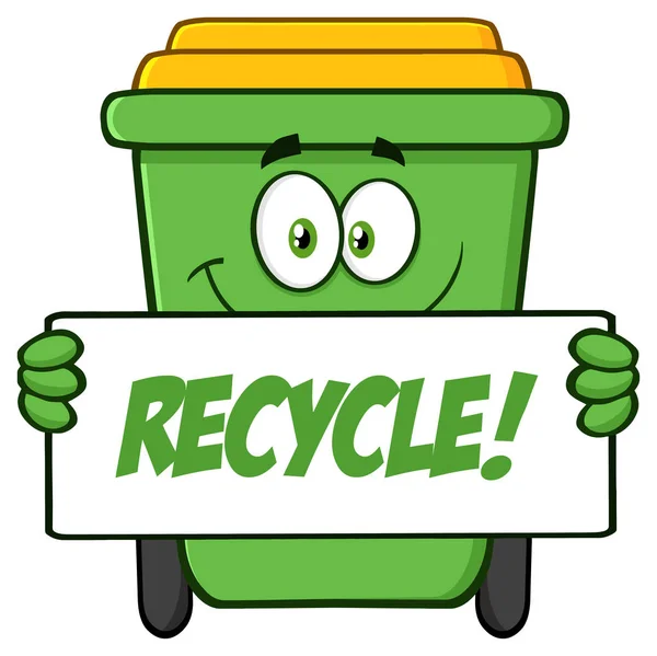 Caricatura de la papelera de reciclaje verde sonriente — Archivo Imágenes Vectoriales