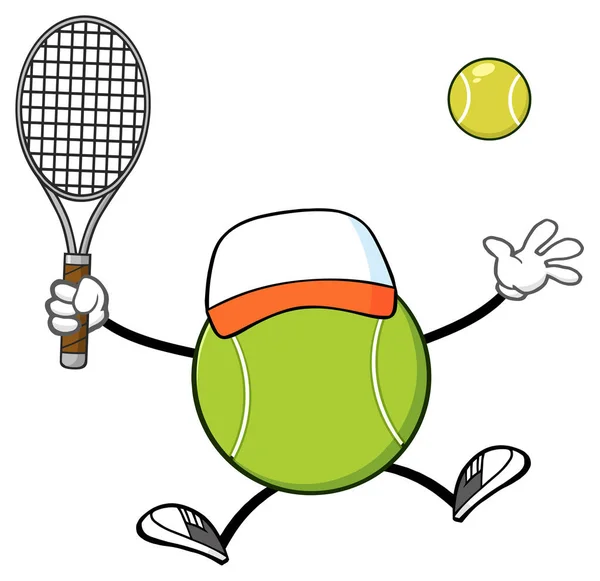 Tennis Ball Cartoon Maskottchen — Stockvektor