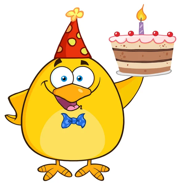 Kreslená postavička Happy žluté kuřátko — Stockový vektor