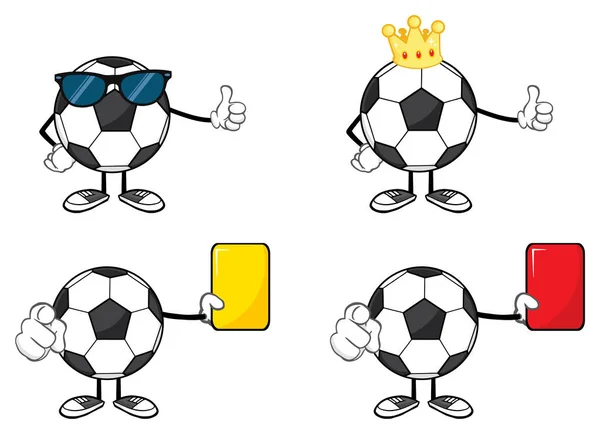Personaje de la mascota de dibujos animados de pelota de fútbol — Vector de stock