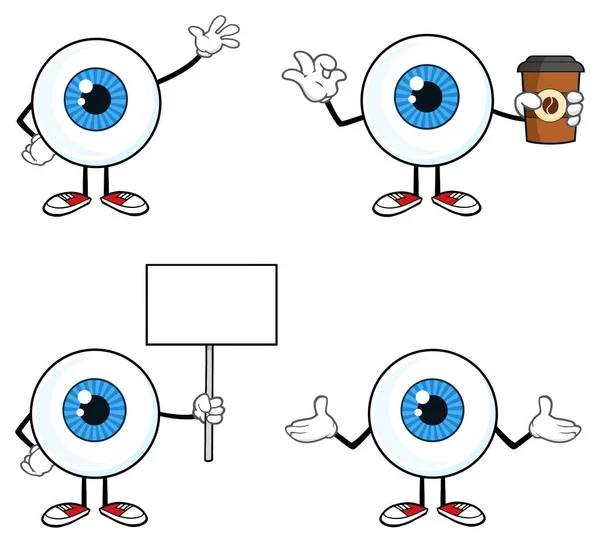 Blue Eyeball Guy Cartoon — Stock Vector