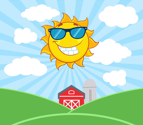 Smiling Sun Mascot Cartoon Character 