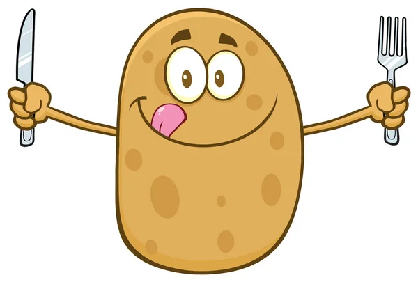 Голодний картопляний мультяшний персонаж — стоковий вектор