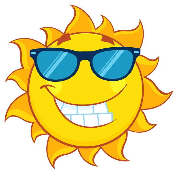 笑顔の夏太陽漫画マスコット — ストックベクタ