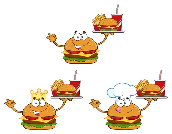 ハンバーガーの漫画イラスト — ストックベクタ