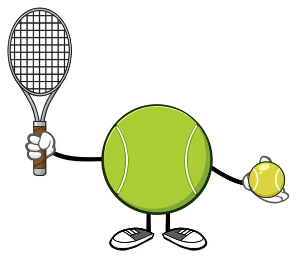 Pelota de tenis mascota de dibujos animados — Archivo Imágenes Vectoriales