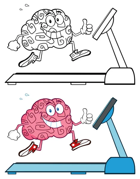 Cerebro sano personaje de dibujos animados corriendo — Vector de stock