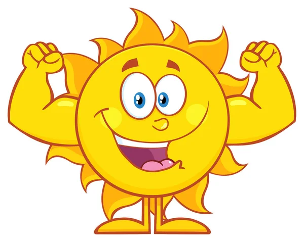 Personagem de mascote de desenhos animados de sol feliz —  Vetores de Stock
