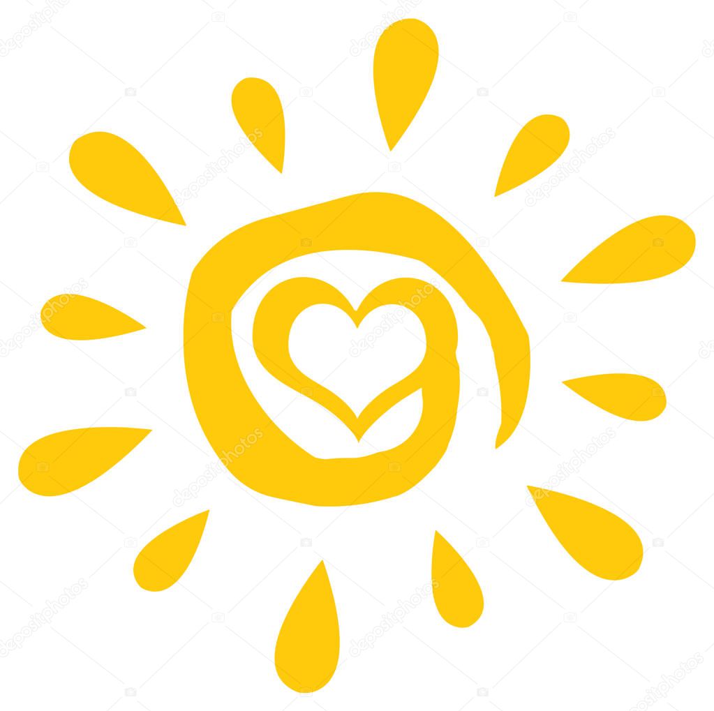 Abstract Sun With Heart Simple 