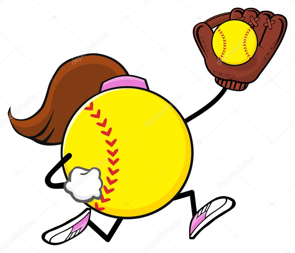 Softball Faceless Girl Player Cartoon 