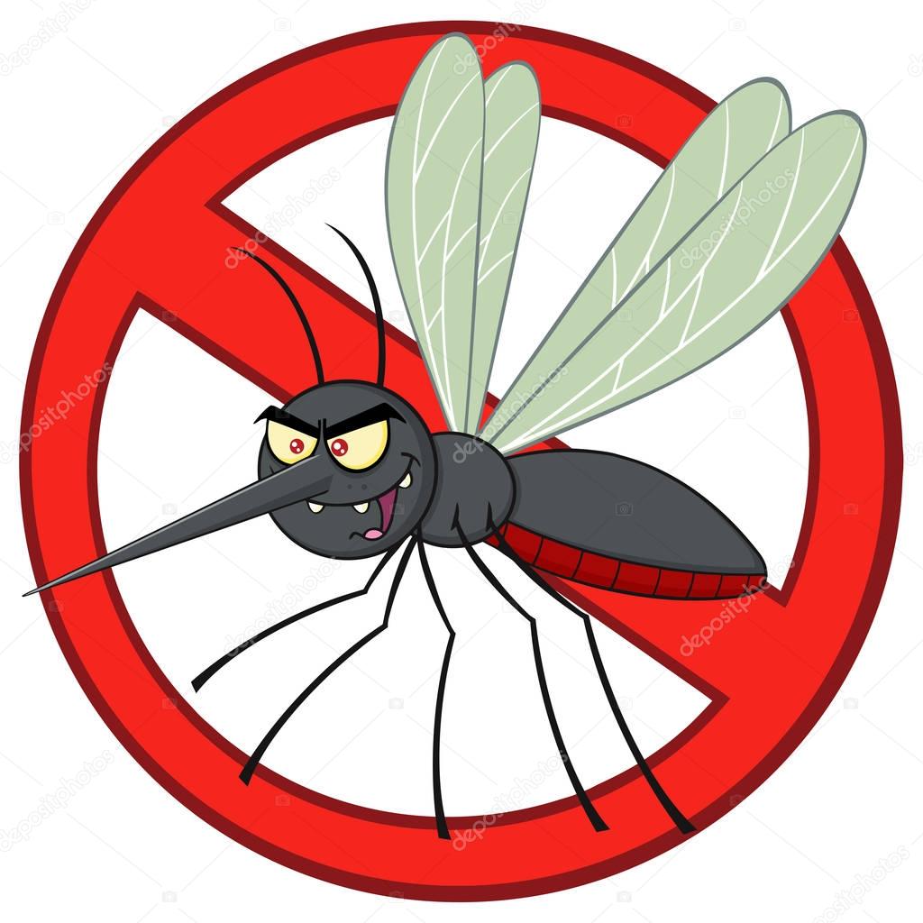 Stop Mosquito Cartoon Character 