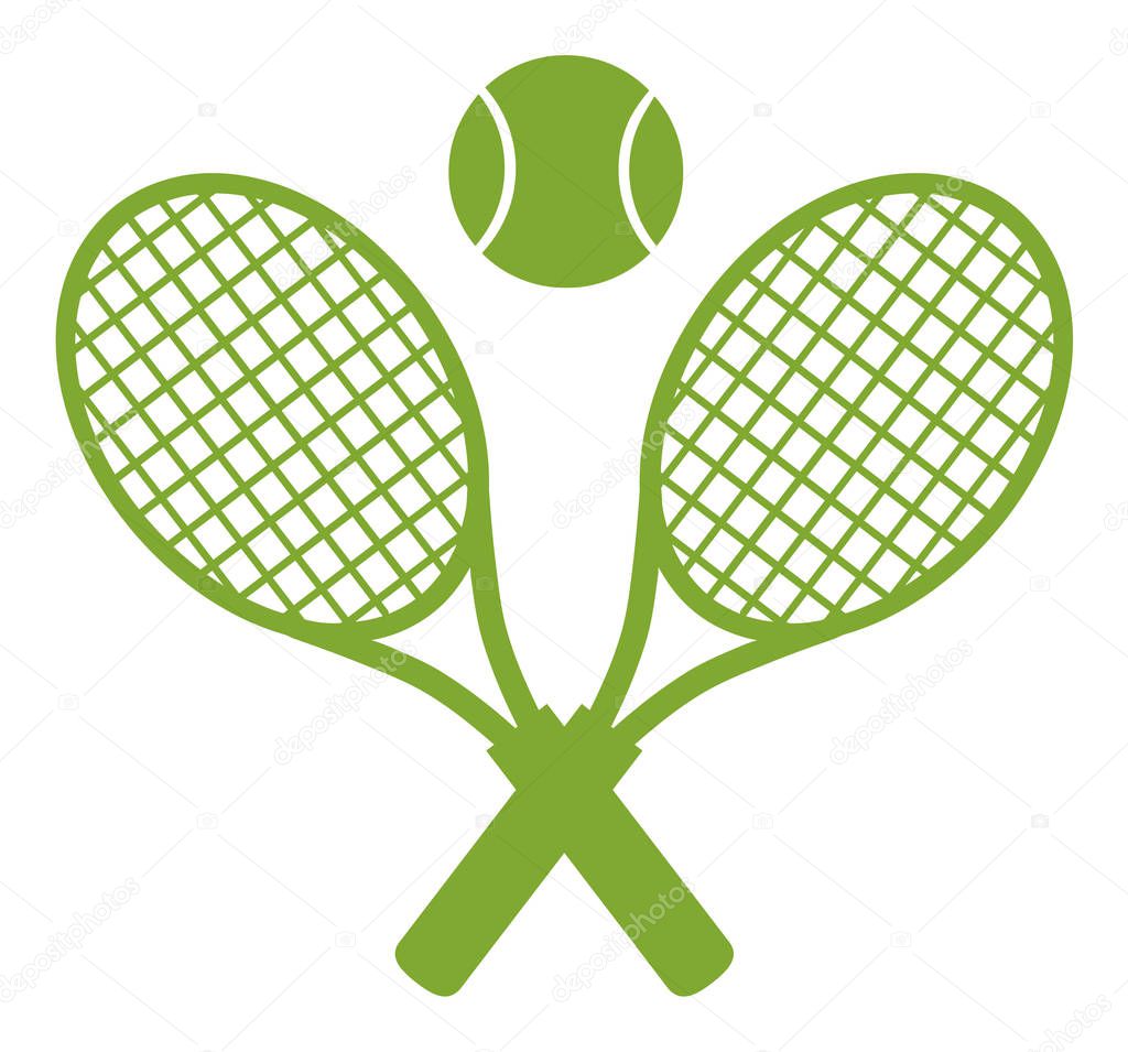 Crossed Rackets And Tennis Ball.  Illustration Isolated