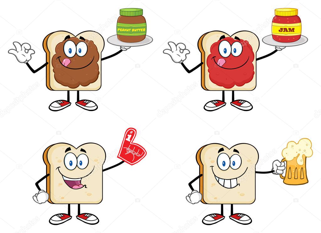 Bread Slice Cartoon Mascot Characters