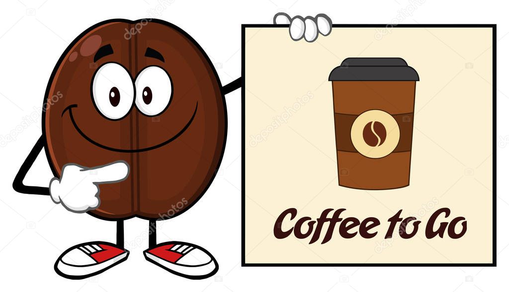 Coffee Bean Cartoon Character 