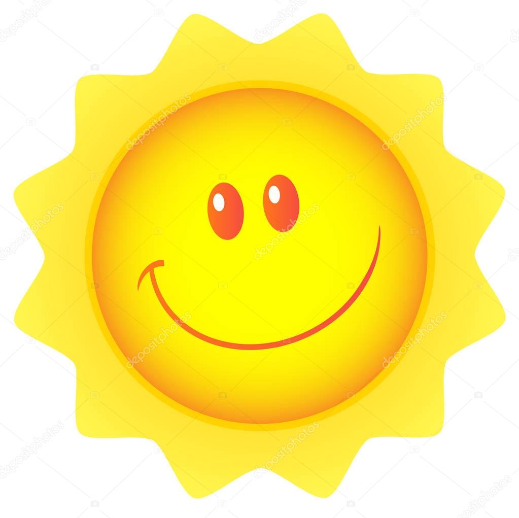 Happy Sun Cartoon Mascot Character. 