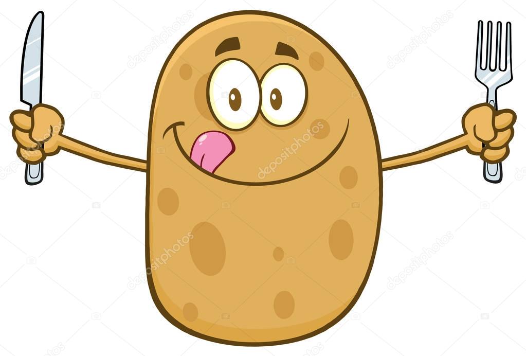 Hungry Potato Cartoon Character 
