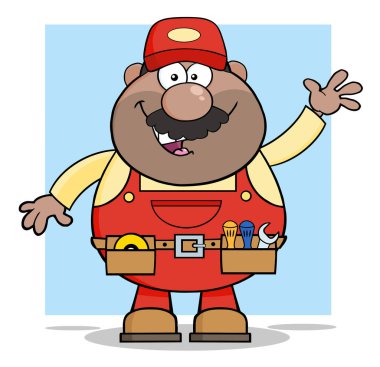 Gülümseyen mekanik çizgi film karakteri 