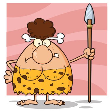 Huysuz esmer mağara kadın karikatür 