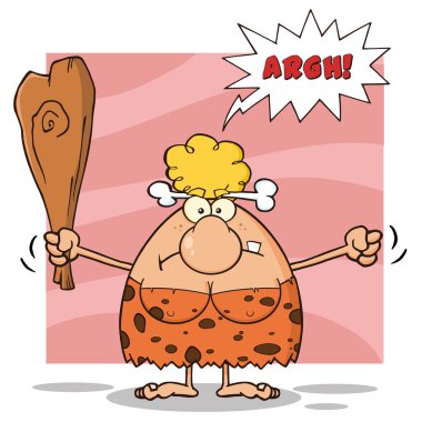 Kızgın sarışın mağara kadın karikatür 
