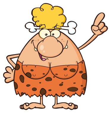 Mutlu sarışın mağara kadın karikatür 