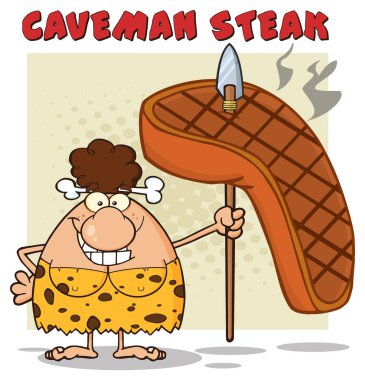 Mağara kadın karikatür gülümseyen 