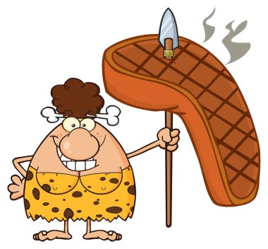 Esmer mağara kadın karikatür gülümseyen 