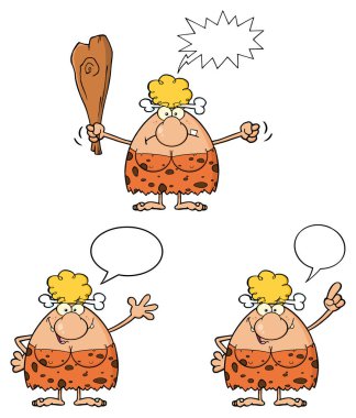 Blonde Cave Woman Cartoon Mascot Character clipart