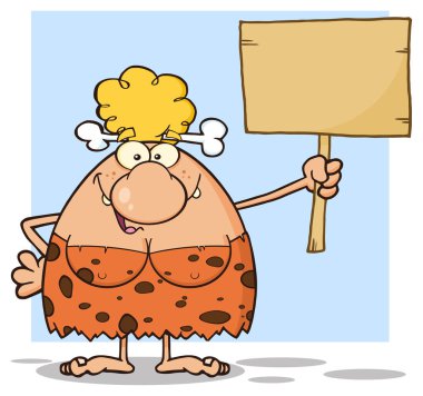Mutlu sarışın mağara kadın karikatür 
