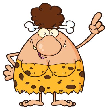 Esmer mağara kadın karikatür gülümseyen 