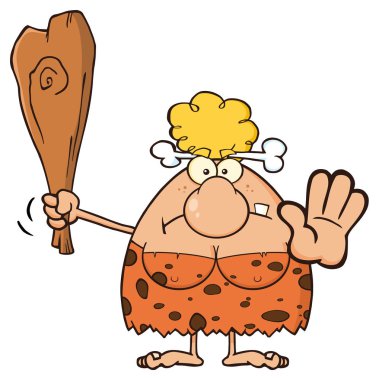 Kızgın sarışın mağara kadın karikatür 