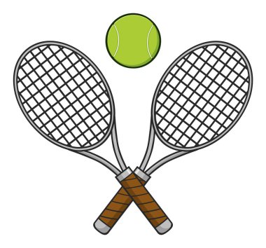 Çapraz raketleri ve tenis topu. 