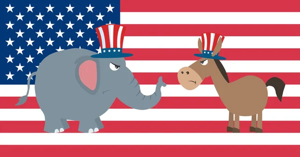 Elephant Republican Vs Donkey Democrat — Stock Vector