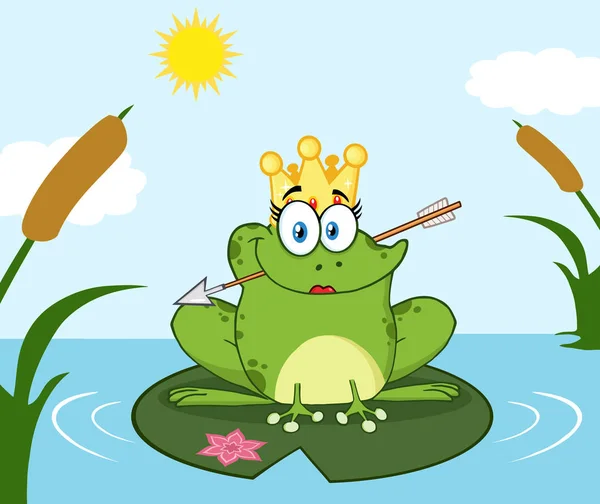 Uśmiechający się księżniczka żaba — Wektor stockowy