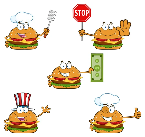 Hamburger karikatür çizimi — Stok Vektör
