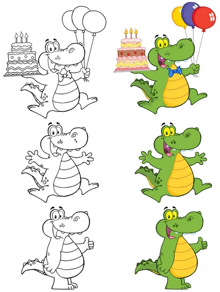 Dragons Cartoon Mascot Characters — Stock Vector