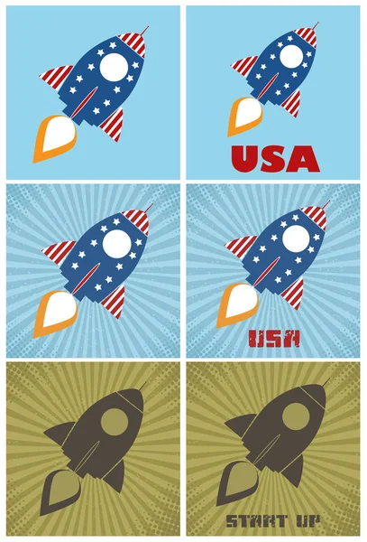 Concepto de cohete nave icono — Vector de stock