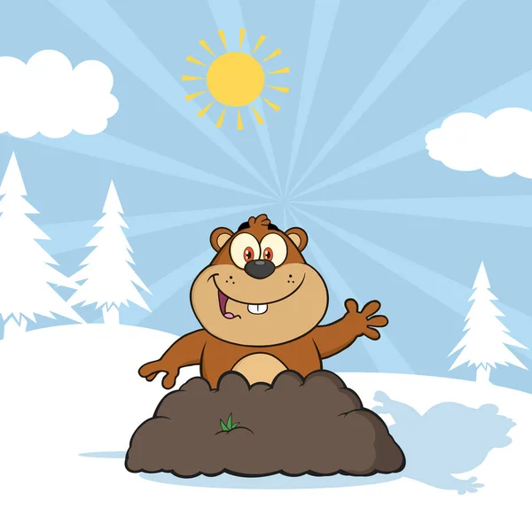 Marmotta personaggio cartone animato — Vettoriale Stock
