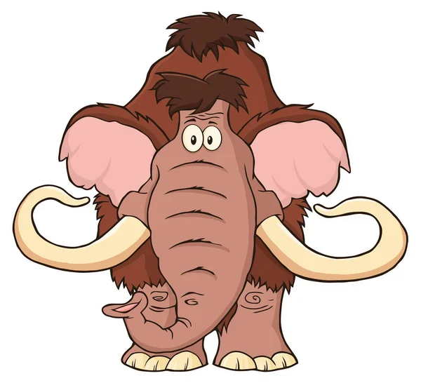 Personaje de dibujos animados mamut divertido — Vector de stock