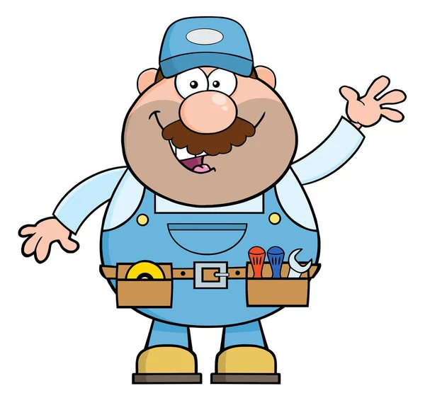 Smiling Mechanic Cartoon Character — Stock Vector