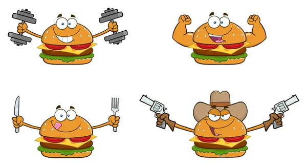 Ilustración de dibujos animados de hamburguesa — Vector de stock