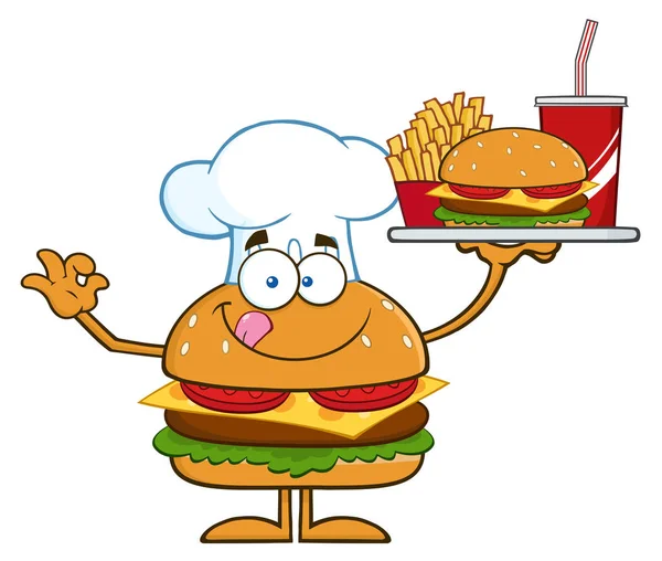 Burger personaje de la mascota de dibujos animados — Archivo Imágenes Vectoriales