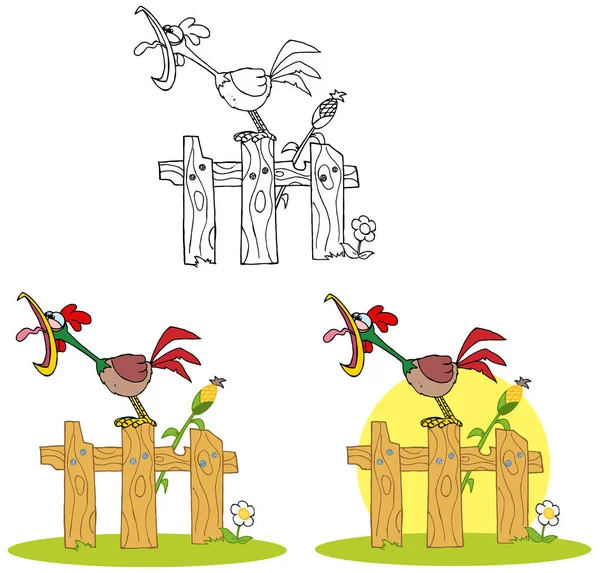 Karakter kartun Rooster - Stok Vektor