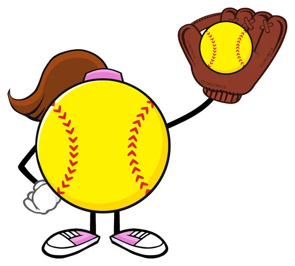 Softball lány arctalan — Stock Vector