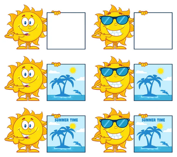 Personaje de la mascota de dibujos animados Sun — Vector de stock