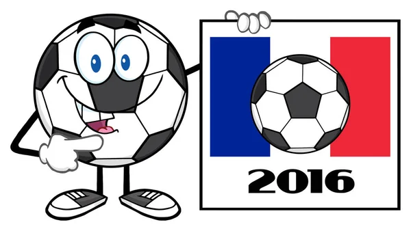 Bola de fútbol mascota de dibujos animados — Vector de stock