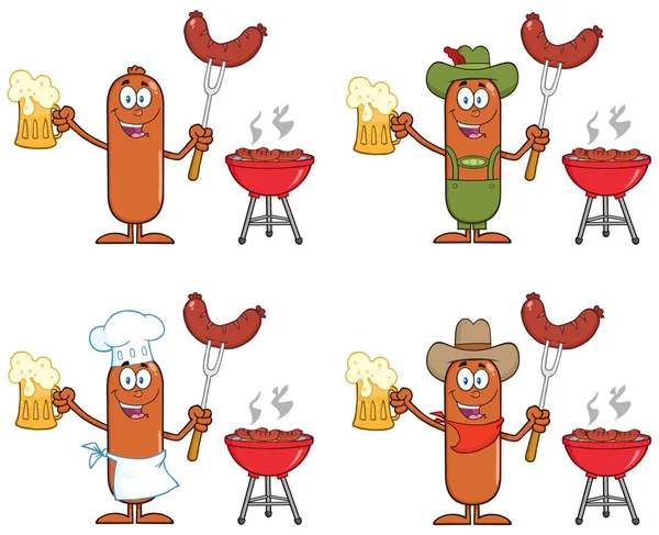 Sausage Cartoon Character — Stock Vector