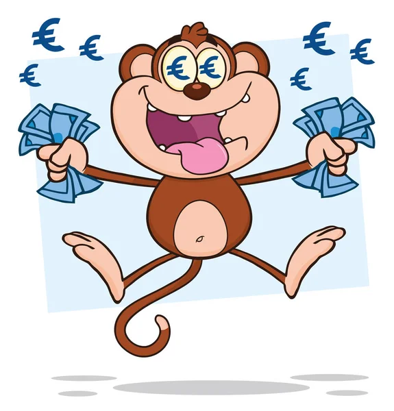 Caráter dos desenhos animados macaco rico saltando — Vetor de Stock