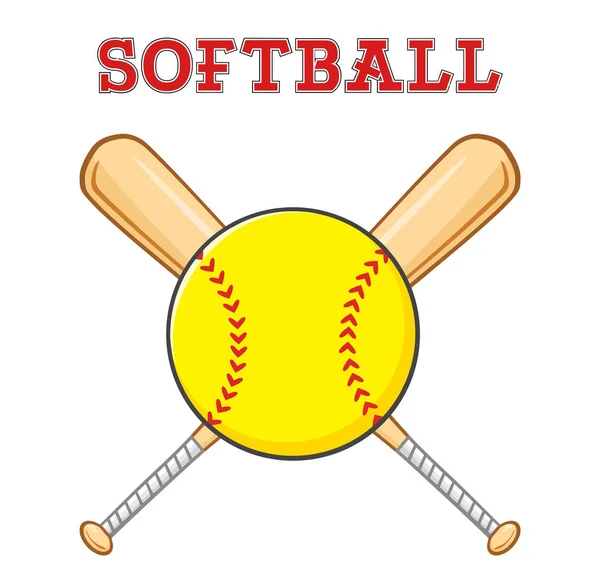 Softball Over Crossed Bats — Stock Vector